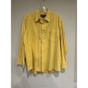 Ralph‎ Lauren Dress Shirt Men Yellow Plaid Long Sleeve 16 33 Preppy 100% Cotton